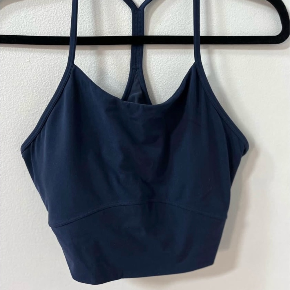 Womens Navy longline sports bra, brand is Stori, size 8